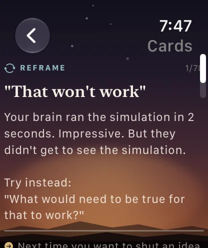 LeadFlip on Apple Watch showing the card of the day